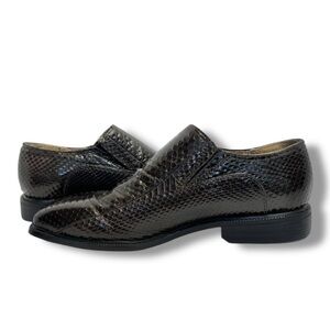 Vintage 2000s Giorgio Brutini Brown Snakeskin Dress Loafers Men's Size 8W